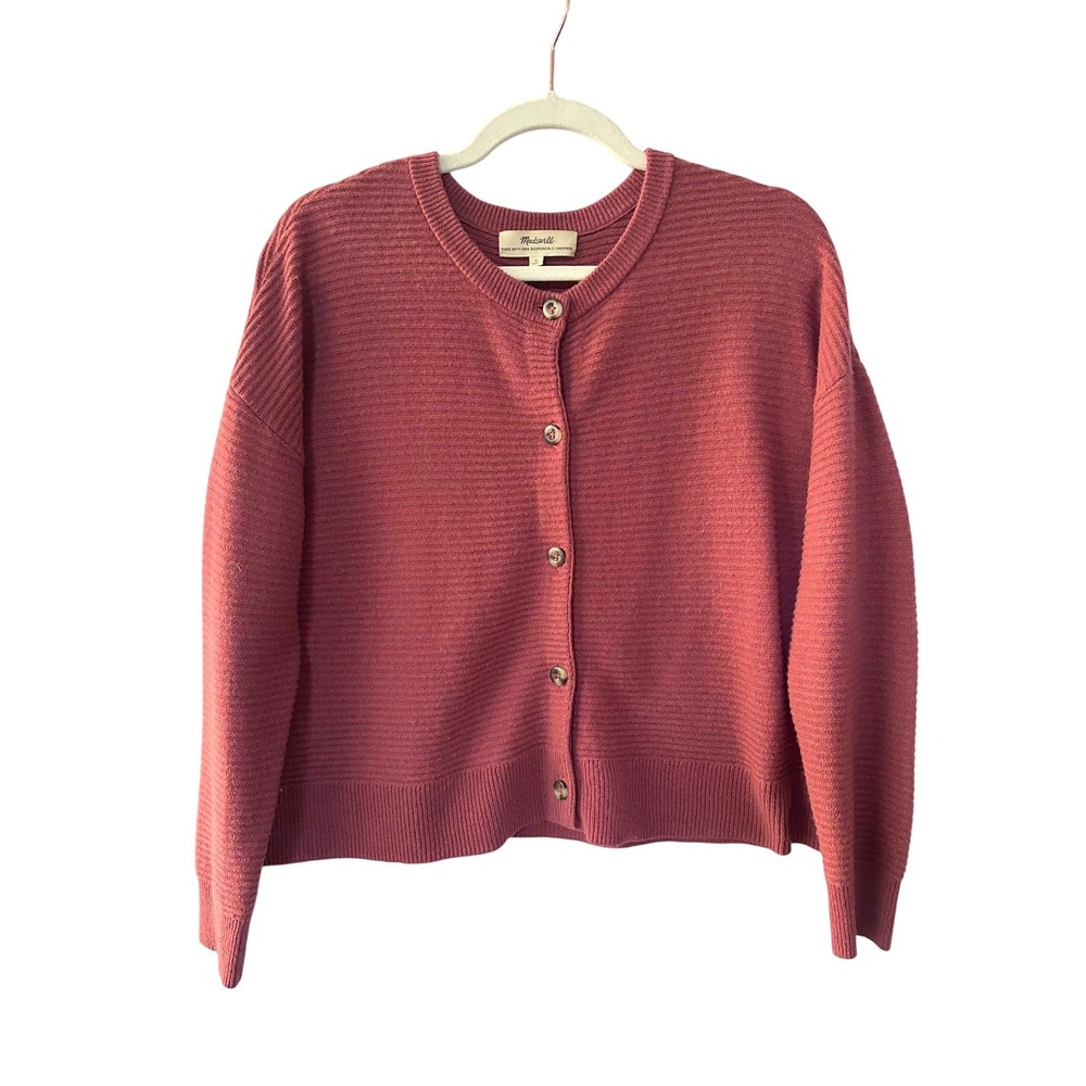 Madewell 100% Responsible Cashmere Cardigan Size Small Sweater Rust Orange